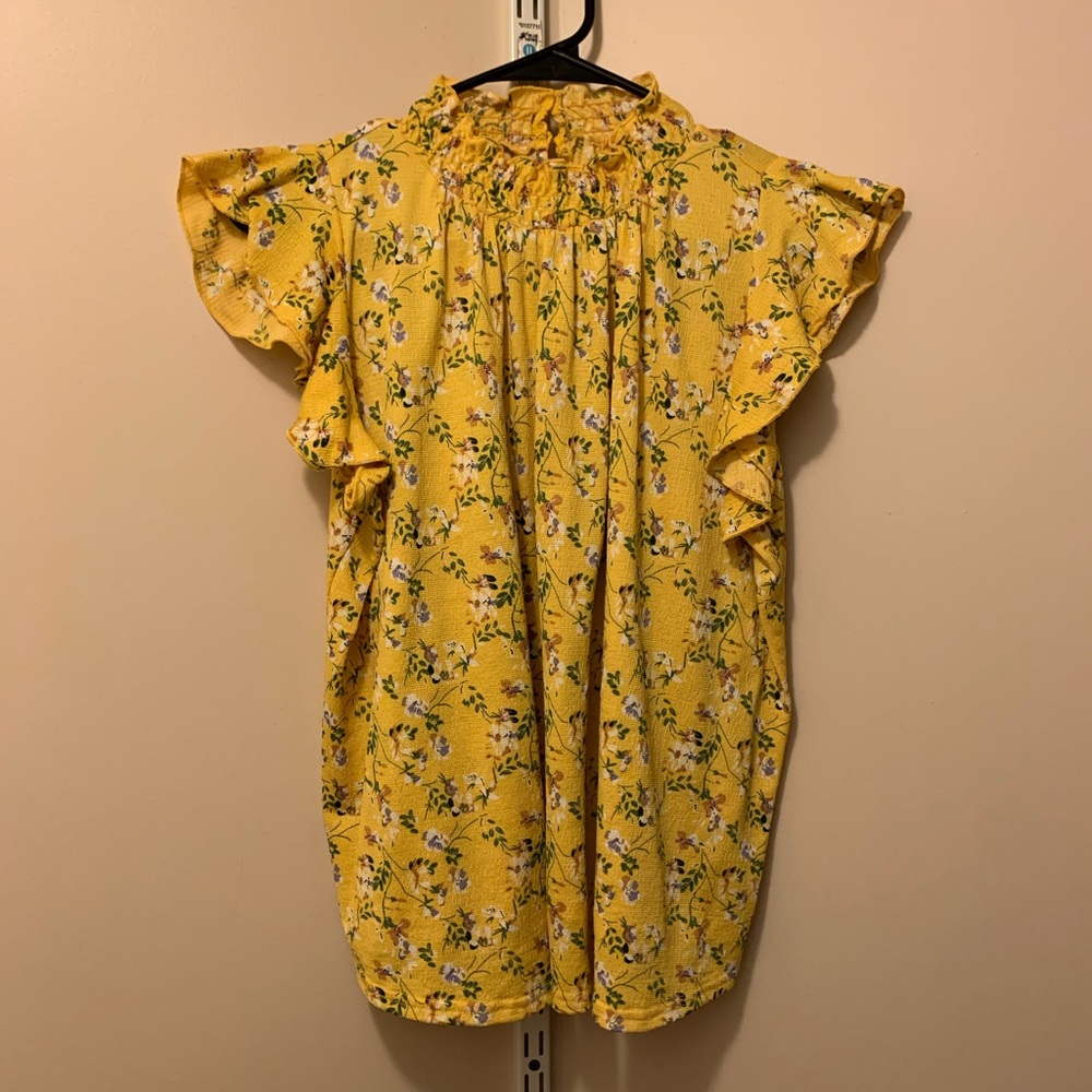 NWOT Yellow Floral Blouse